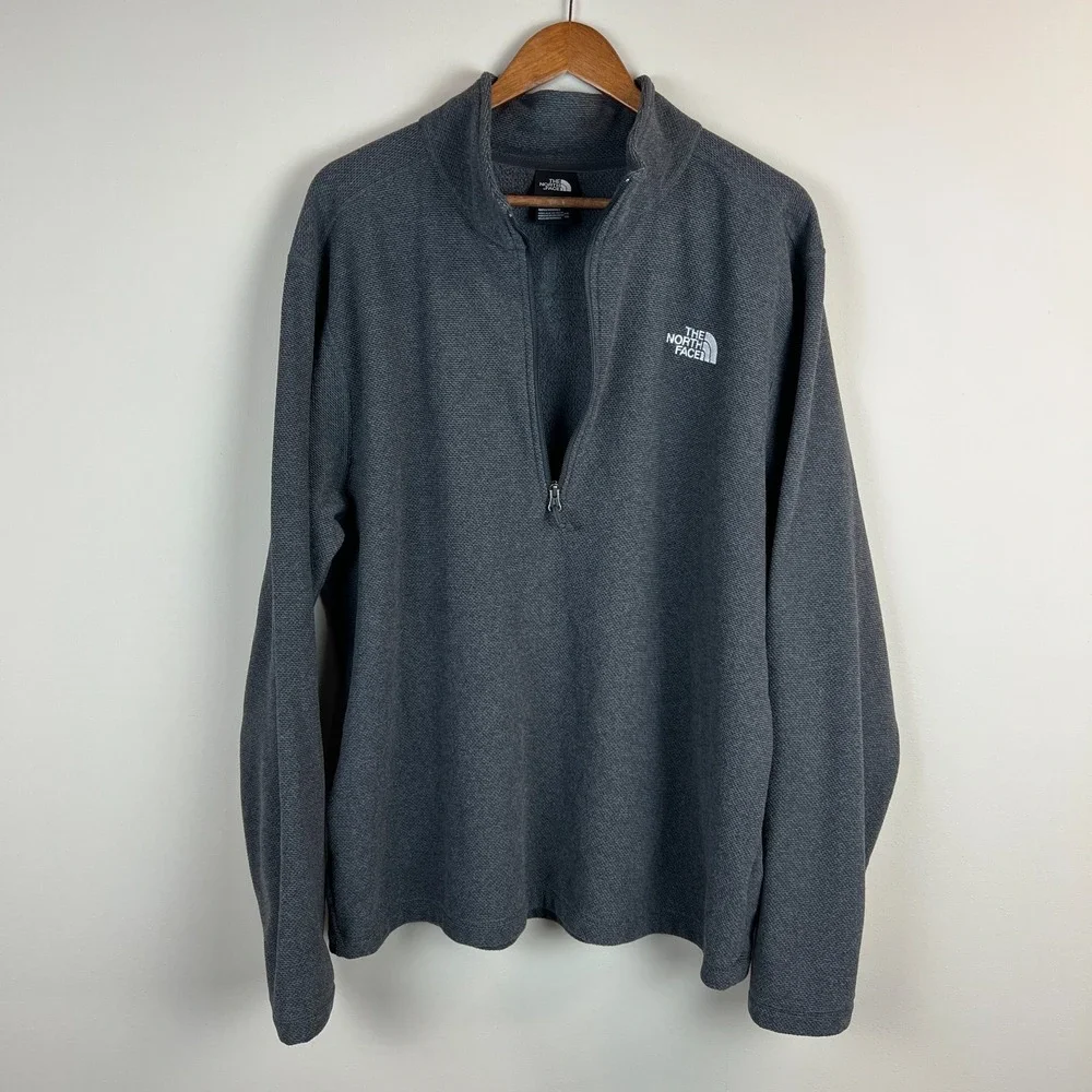 The‎ North Face 1/4 Zip Pullover Mens XXL Gray Textured Cap Rock Fleece Classic